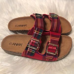 Anna Red Plaid Sandals
